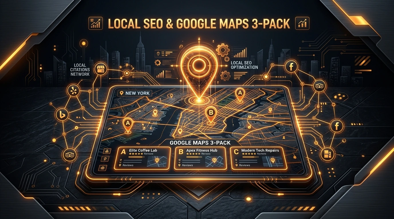Local SEO and Google Maps 3-Pack Illustration