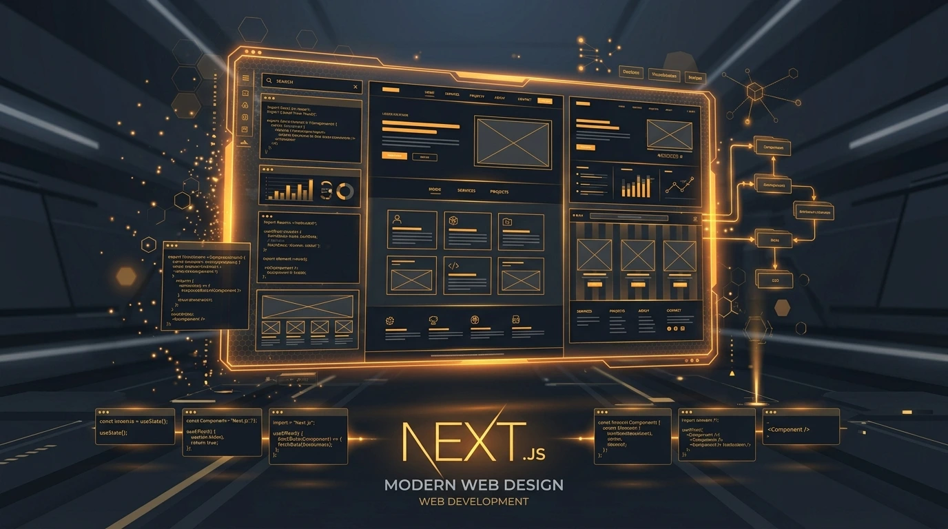 Modern Web Design and Next.js Architecture Illustration